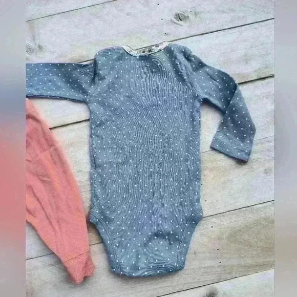 Carter's Baby Girl Polka Dot One Piece With Stretch Pants Blue Pink Size 6 Month - Picture 6 of 8